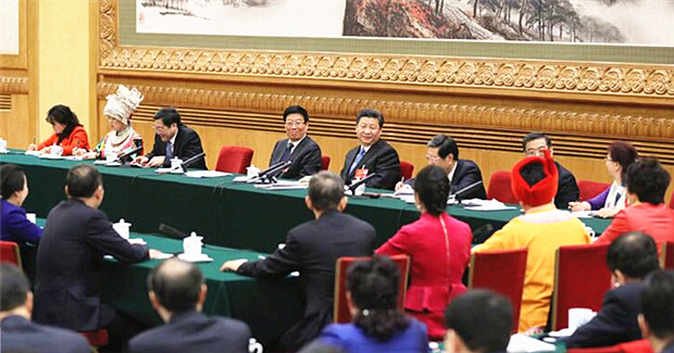 习近平等分别参加全国人大会议一些代表团审议
