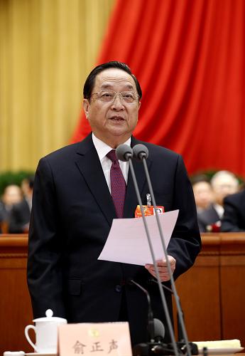 3月3日，中国人民政治协商会议第十二届全国委员会第一次会议在北京人民大会堂开幕。俞正声主持开幕会。新华社记者鞠鹏摄