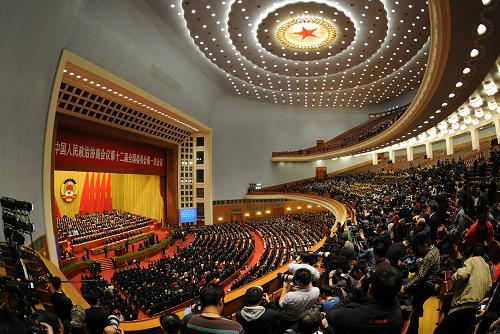 3月3日，中国人民政治协商会议第十二届全国委员会第一次会议在北京人民大会堂开幕。新华社记者 陈树根 摄