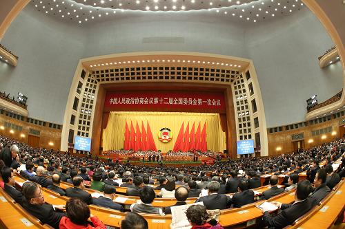 3月3日，中国人民政治协商会议第十二届全国委员会第一次会议在北京人民大会堂开幕。新华社记者 陈建力 摄