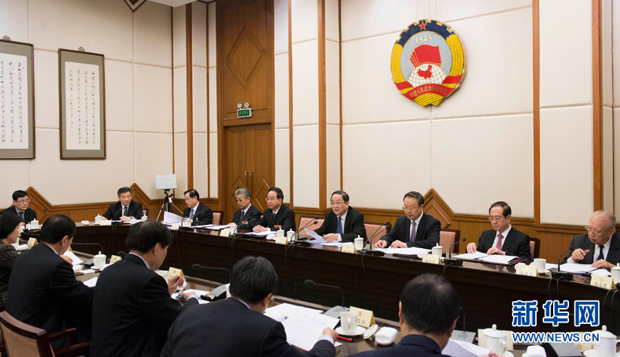 3月9日，全国政协十二届一次会议主席团常务主席会议第一次会议在北京举行。 新华社记者 李学仁摄