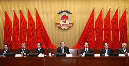 3月11日，全国政协十二届一次会议主席团第三次会议在北京举行。俞正声主持会议。新华社记者 鞠鹏 摄
