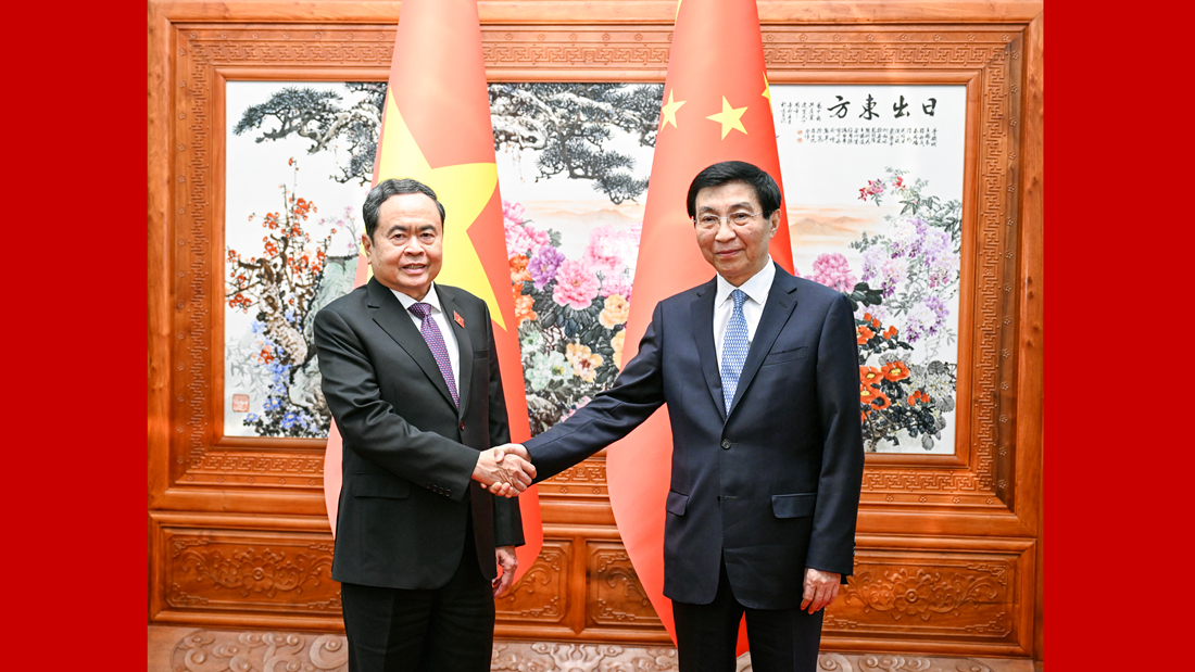 王沪宁会见越南国会主席陈青敏